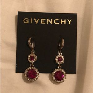 CLASSY ELEGANT  EARRINGS GIVENCHY CRYSTAL RED